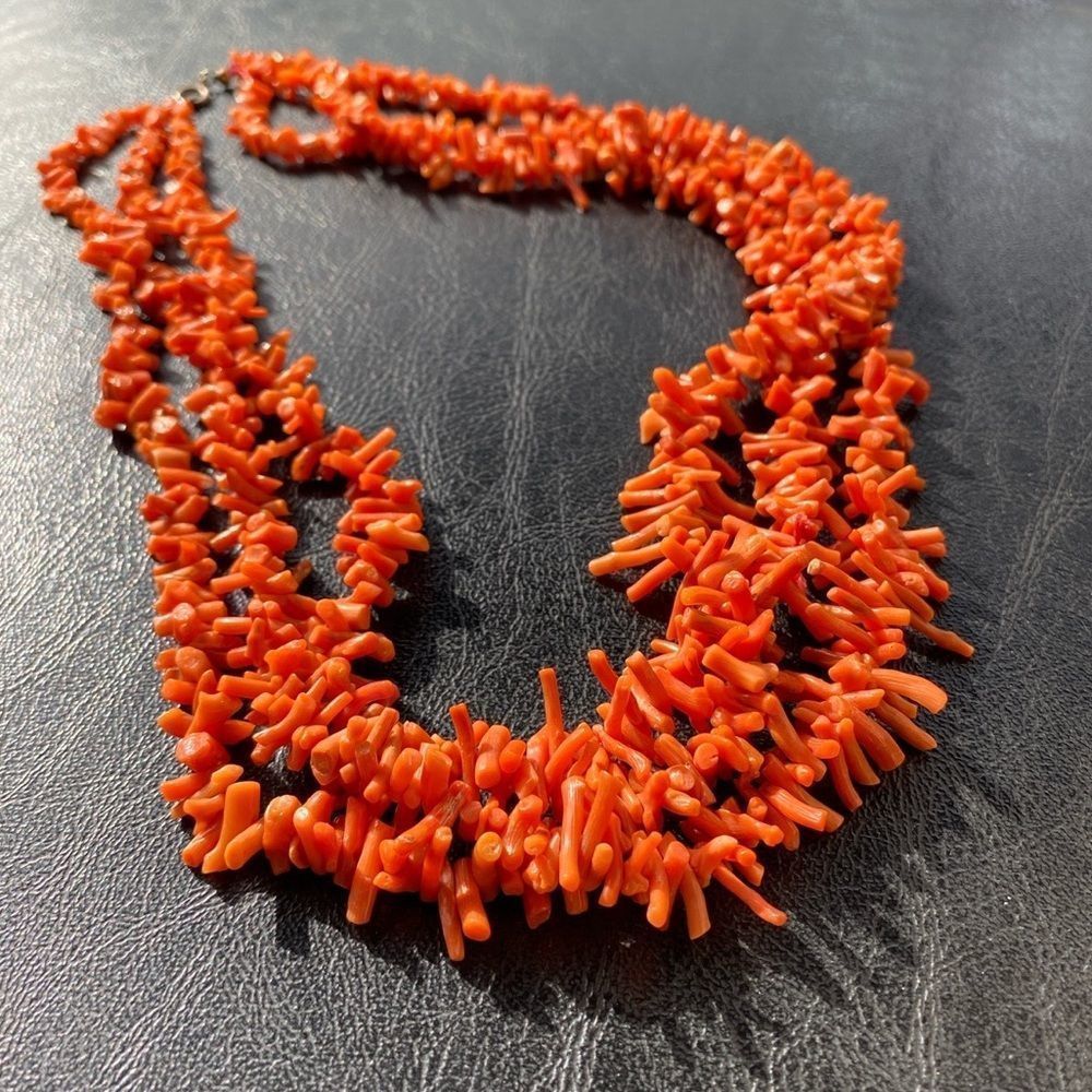 Vintage 3 Strand Natural Branch Coral Necklace